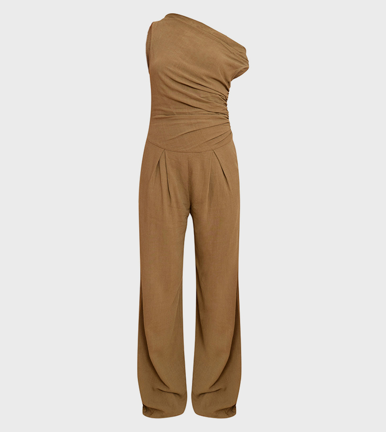 Buy PrettyLittleThing Twist Sleeves Linen Ruched One Sleeves