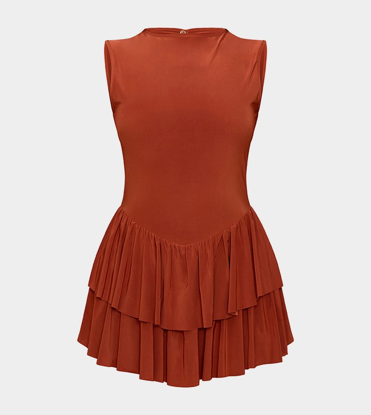 Double Layer Slinky Rara Skort Playsuit