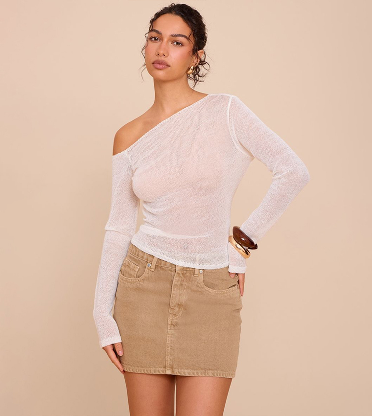 Textured Asymmetric Filigree Top