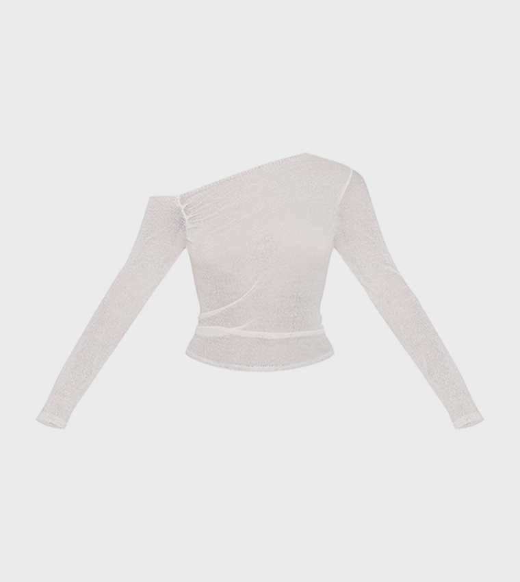 Textured Asymmetric Filigree Top