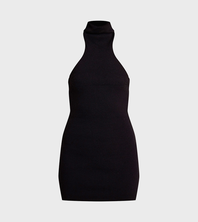 Compact Knit Halterneck Mini Dress