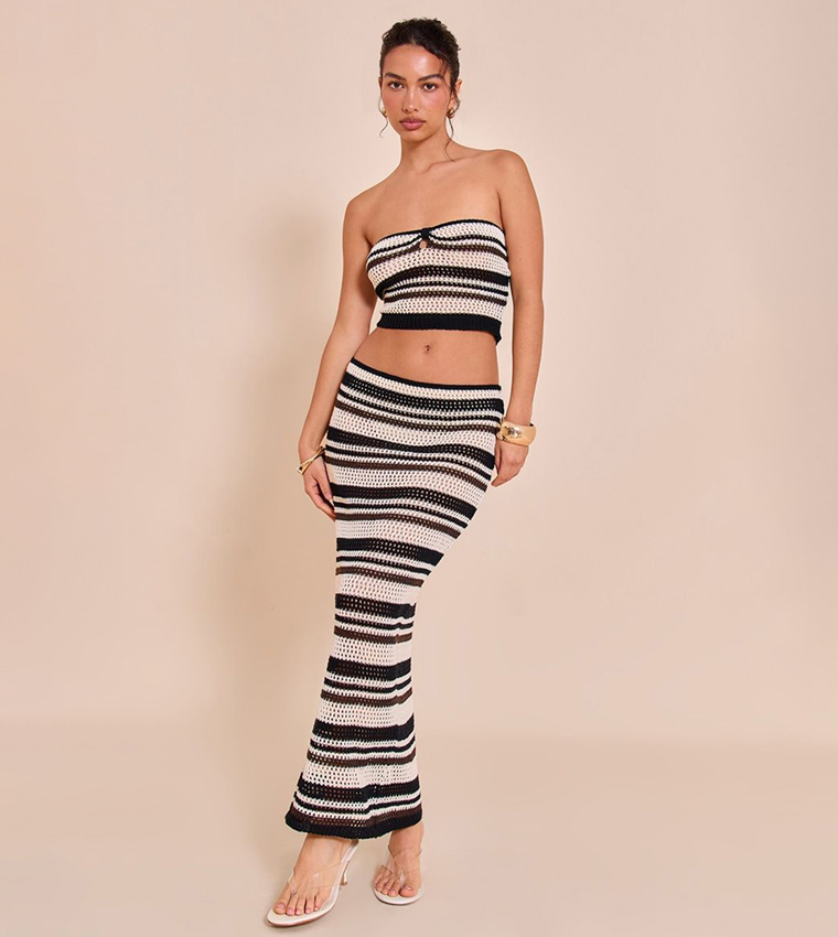 Striped Crochet Bandeau Top