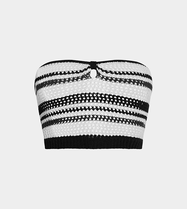 Striped Crochet Bandeau Top