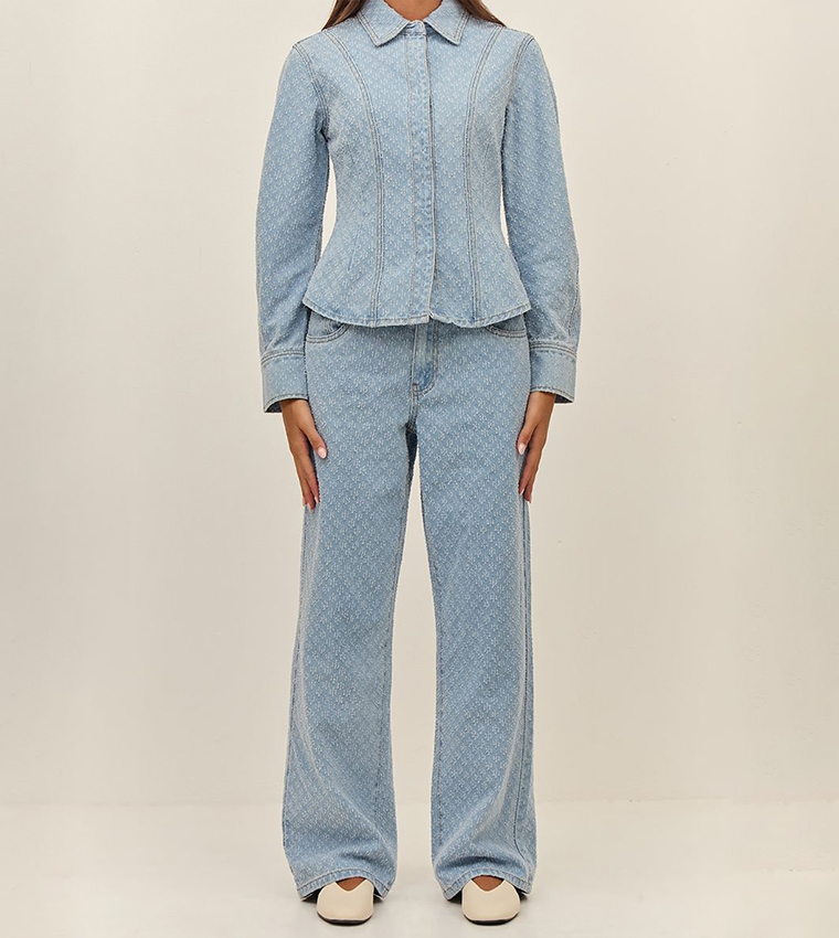 Boucle High Waist Flared Jeans