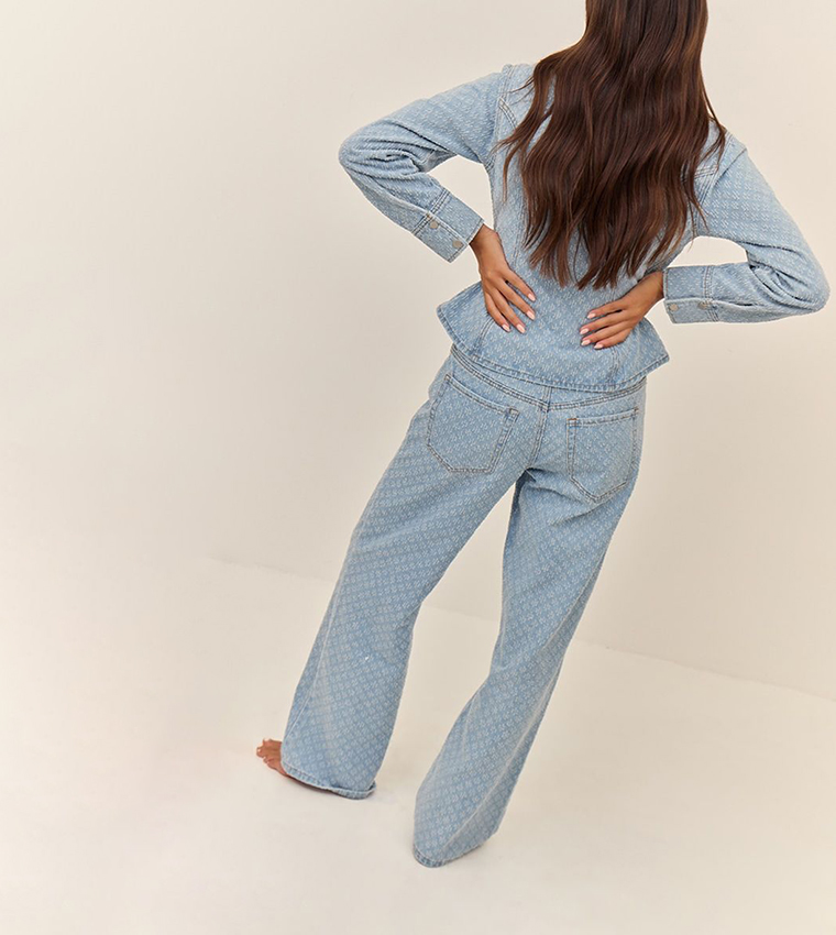 Boucle High Waist Flared Jeans