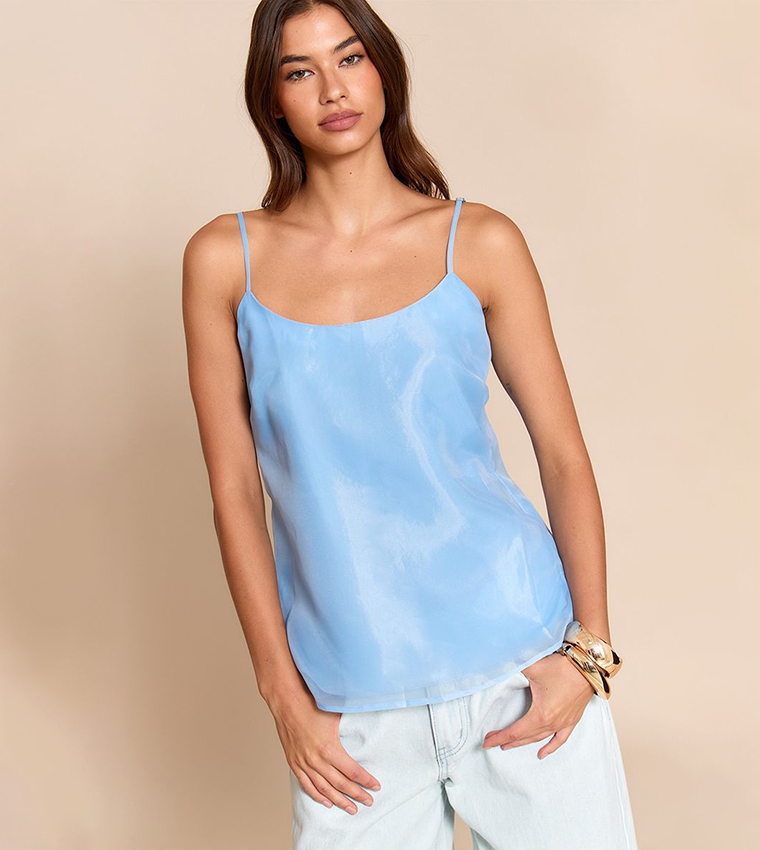 Solid Chiffon Strappy Cami Top