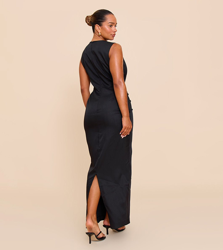 Shape Pleated Waist Maxi Dress