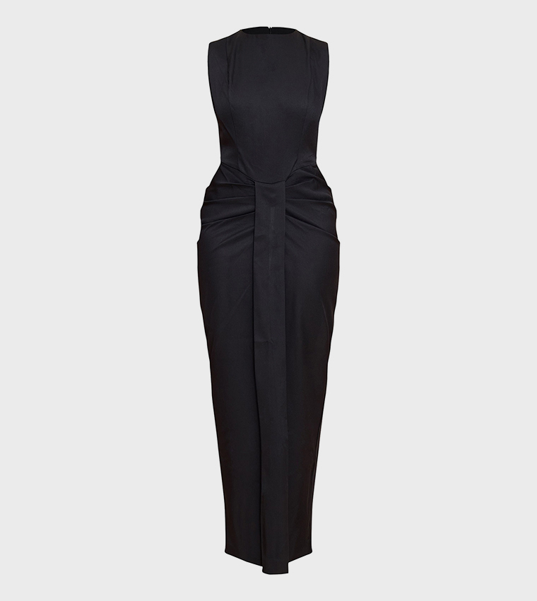 Shape Pleated Waist Maxi Dress