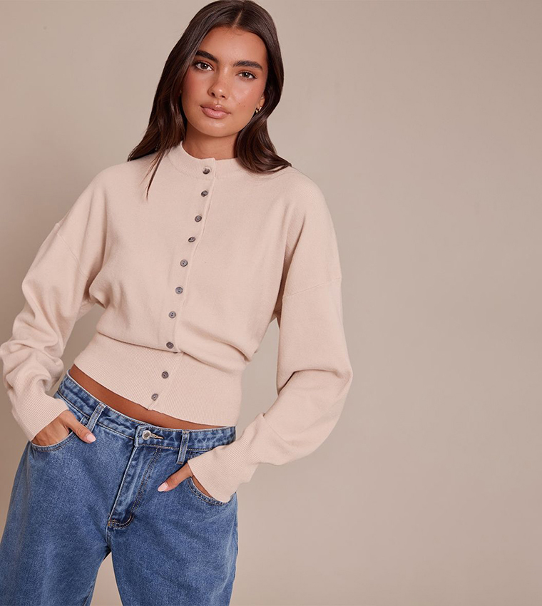 Oat Meal Compact Knitted Cardigan