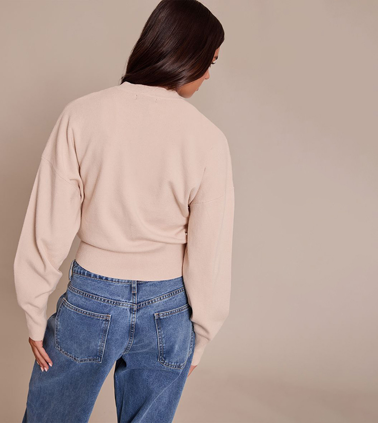 Oat Meal Compact Knitted Cardigan