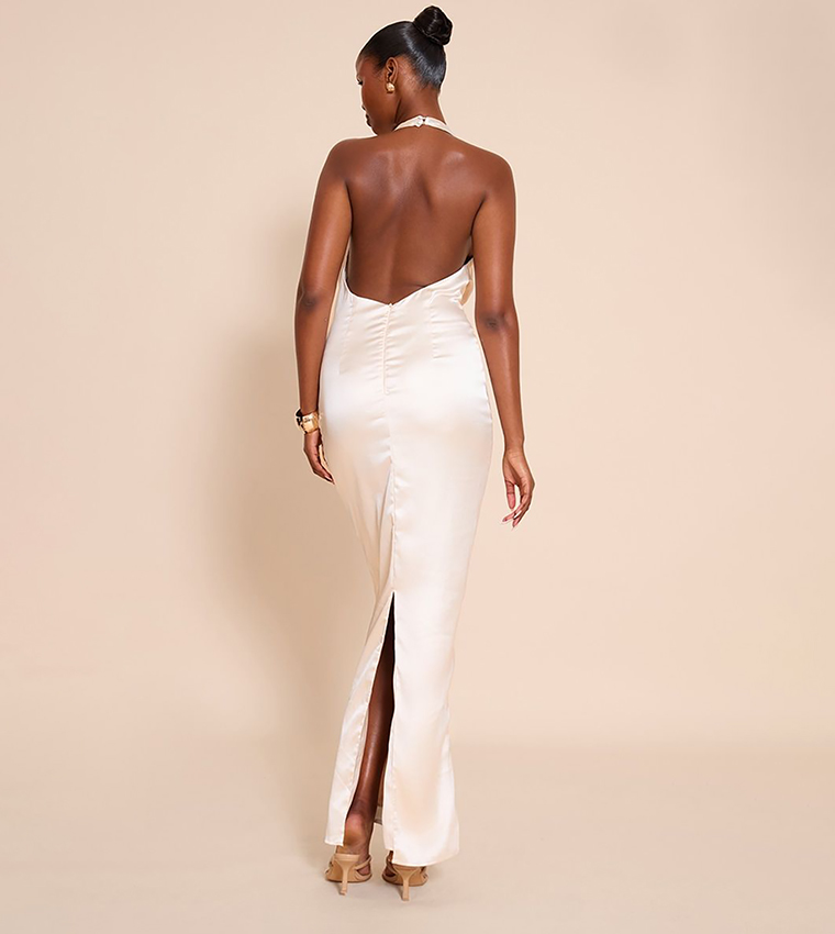 Satin Knot Detail Maxi Dress