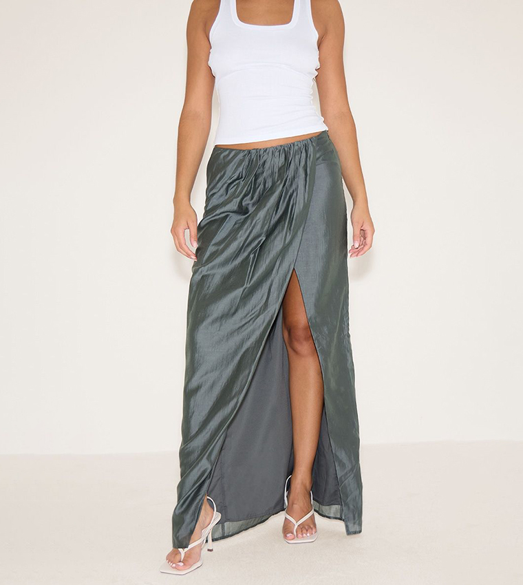 تنورة ماكسي ساتان لف 