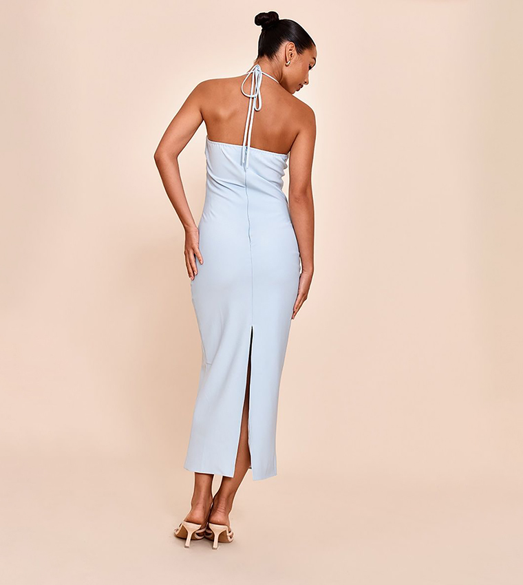 Buy PrettyLittleThing Tailored Woven Halterneck Midaxi Dress