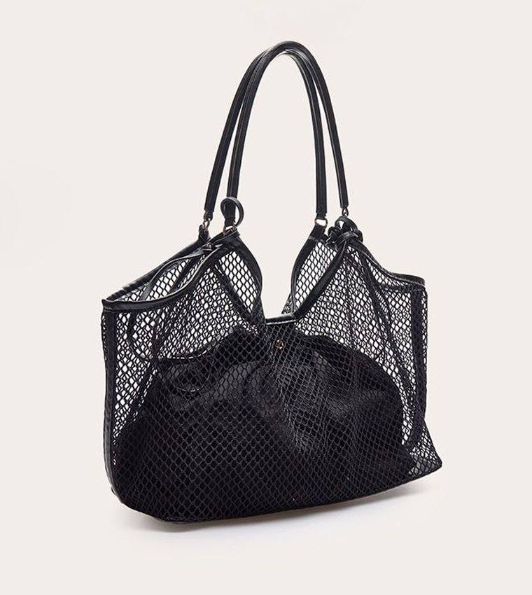 Fishnet Shoulder Bag with Inner Pouch