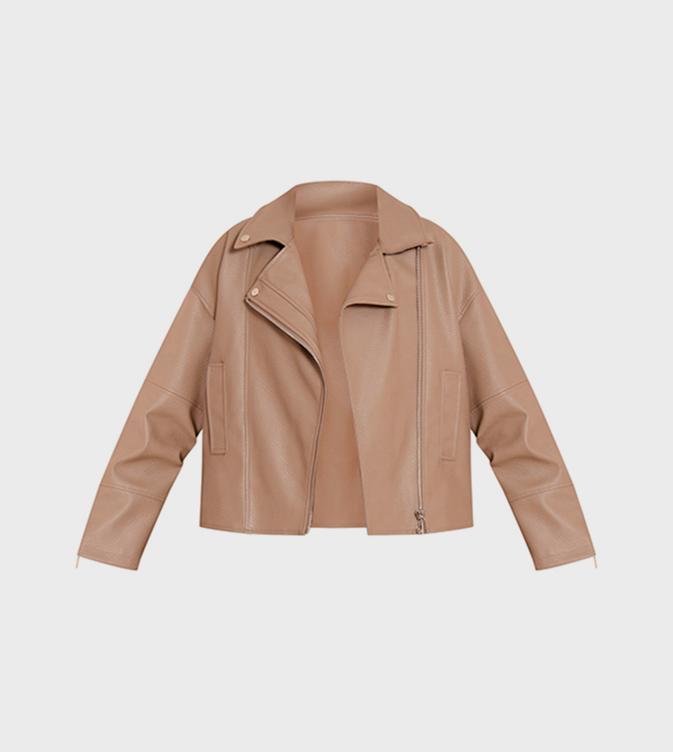 Faux Leather Oversized Biker Jacket