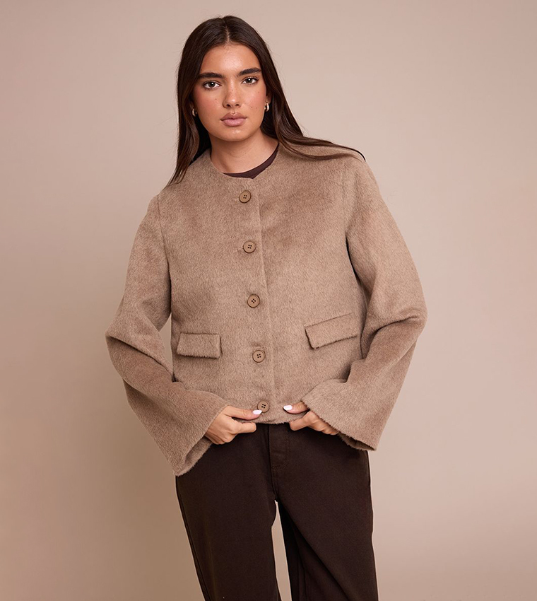 Brushed Wool Single Breasted Jacket