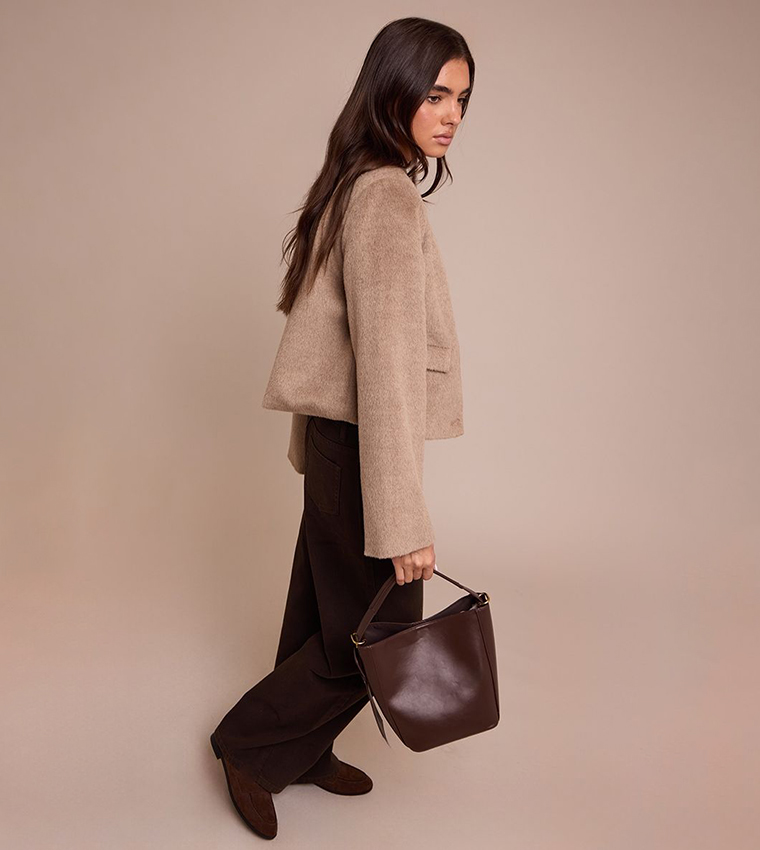 Brushed Wool Single Breasted Jacket