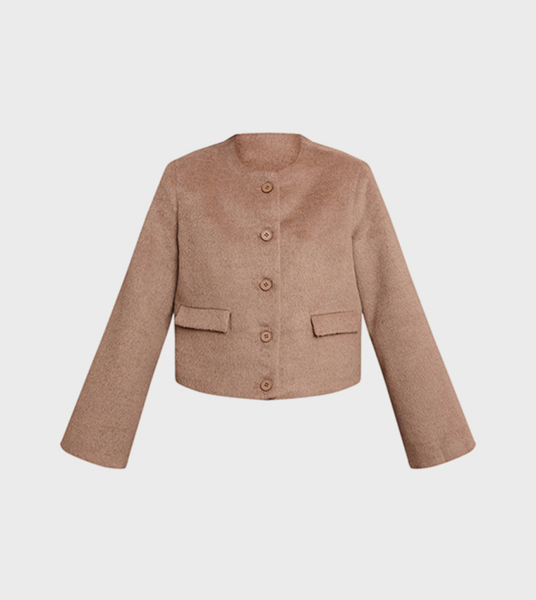 Brushed Wool Single Breasted Jacket