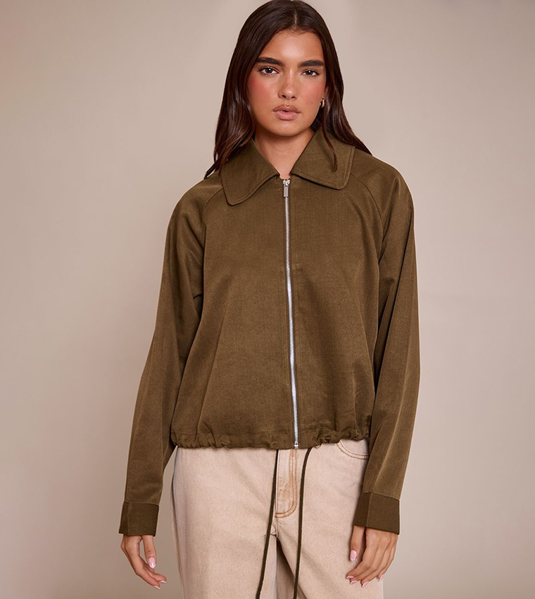 Utility Style Draw Cord Bomber Jacket