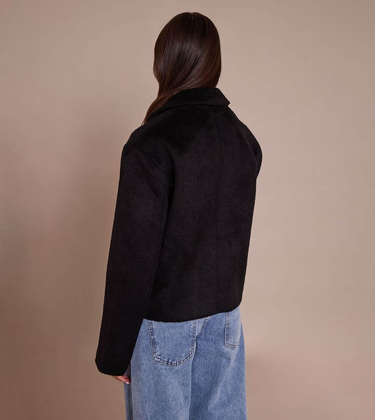 Brushed Wool Cropped Trench Coat