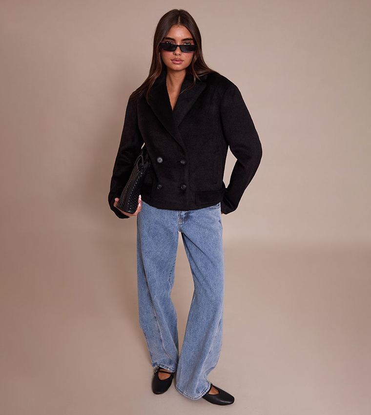 Brushed Wool Cropped Trench Coat