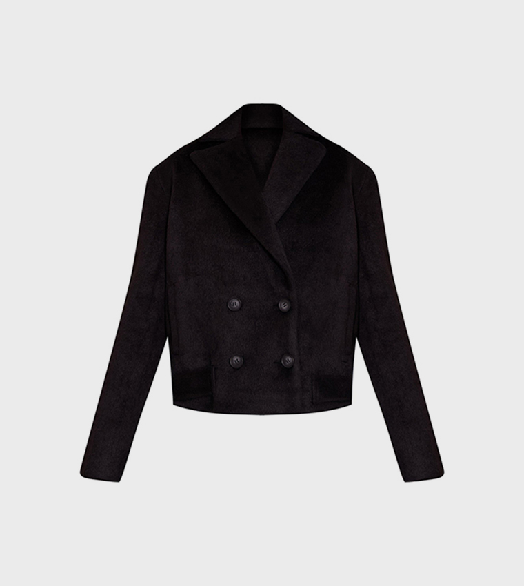 Brushed Wool Cropped Trench Coat