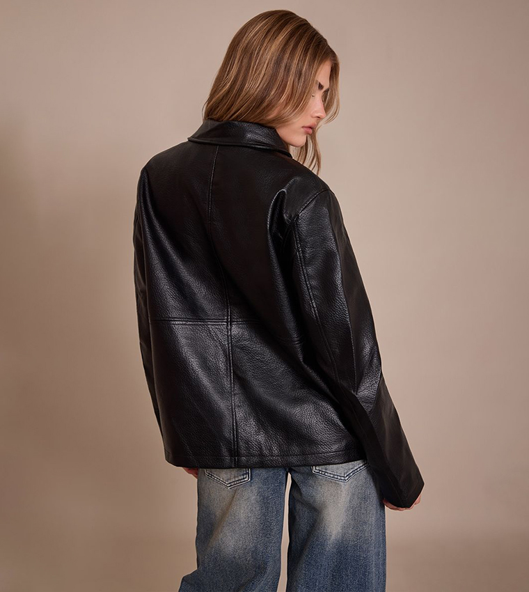 Faux Leather Oversized Jacket