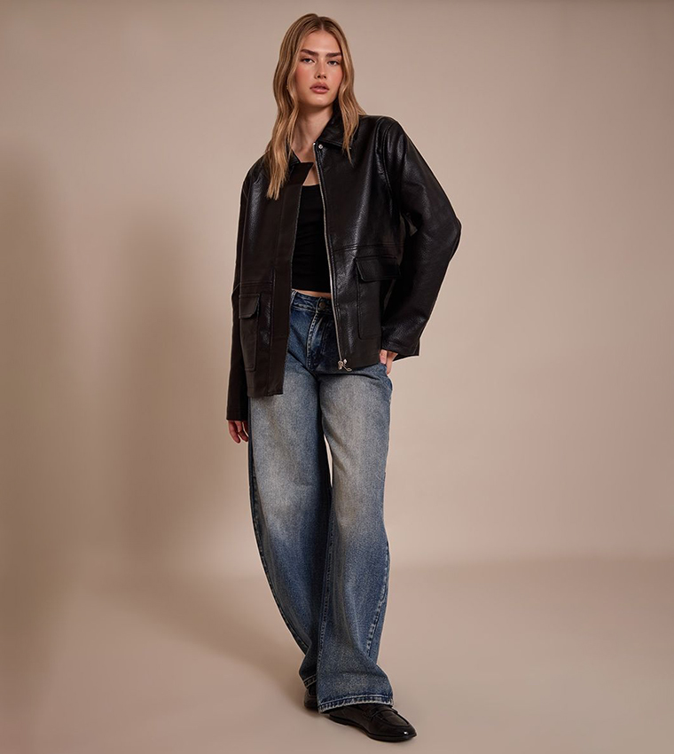 Faux Leather Oversized Jacket
