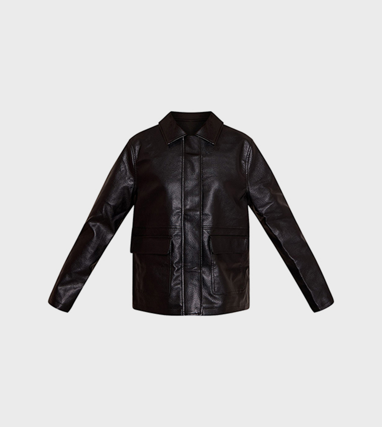 Faux Leather Oversized Jacket