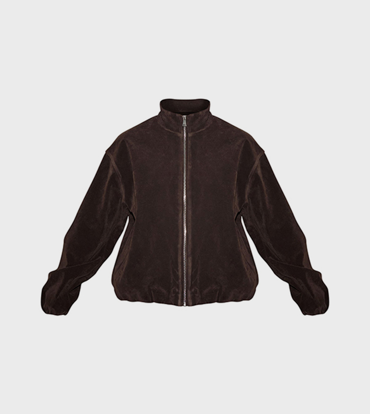 Zip-Through Suede Bomber Jacket