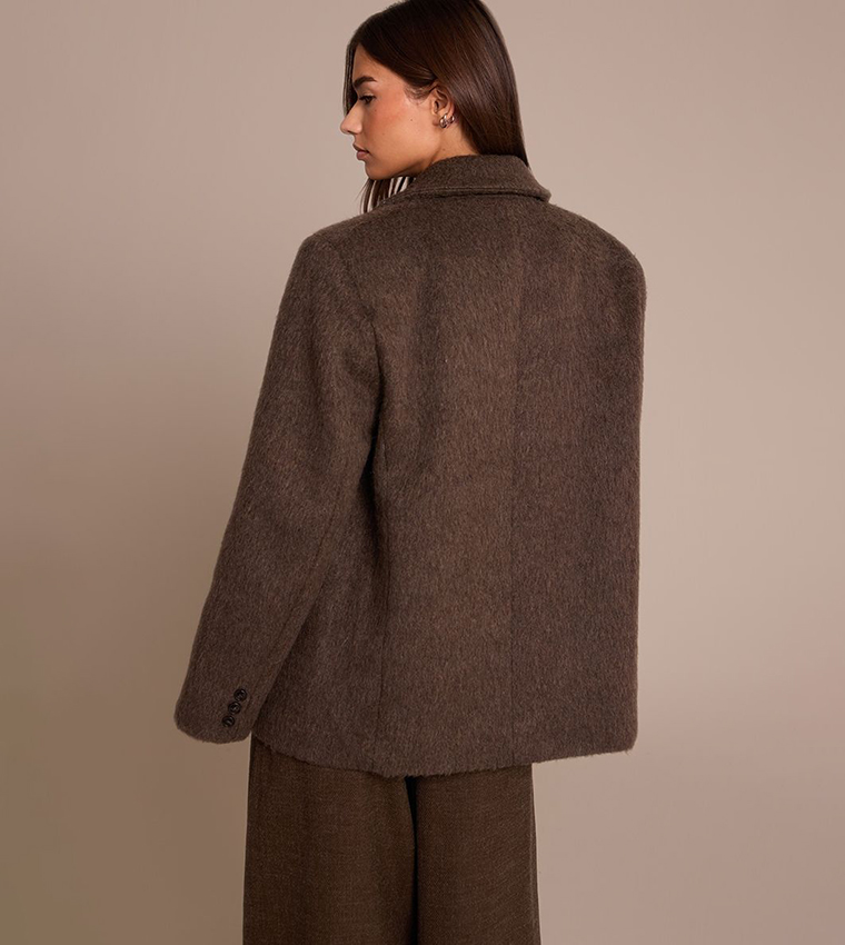 Brushed Wool Look Oversized Blazer