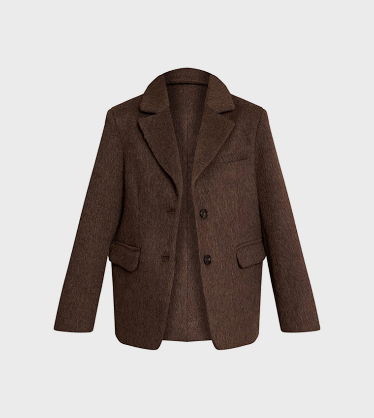 Brushed Wool Look Oversized Blazer