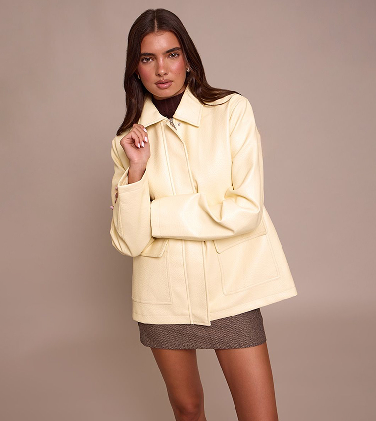 Faux Leather Oversized Jacket