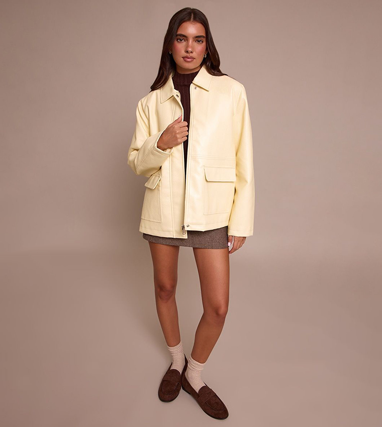 Faux Leather Oversized Jacket