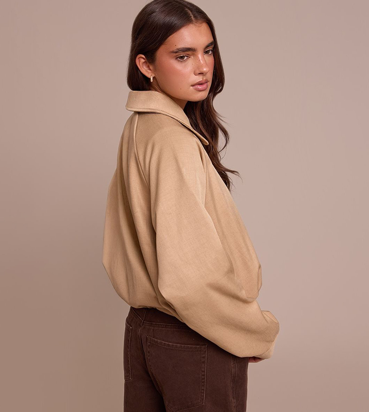 Utility Style Draw Cord Bomber Jacket