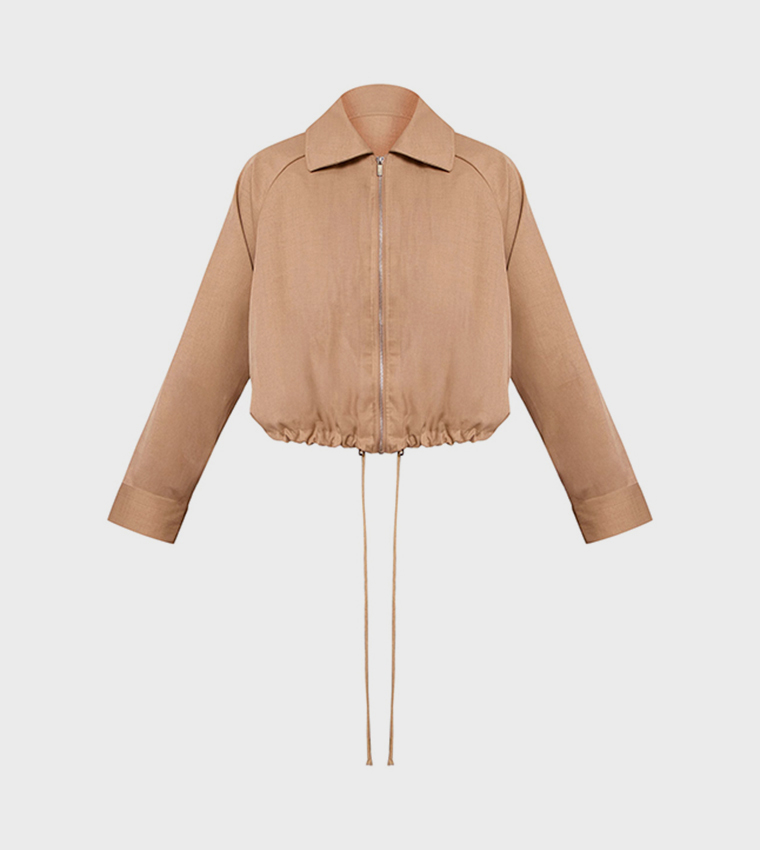 Utility Style Draw Cord Bomber Jacket