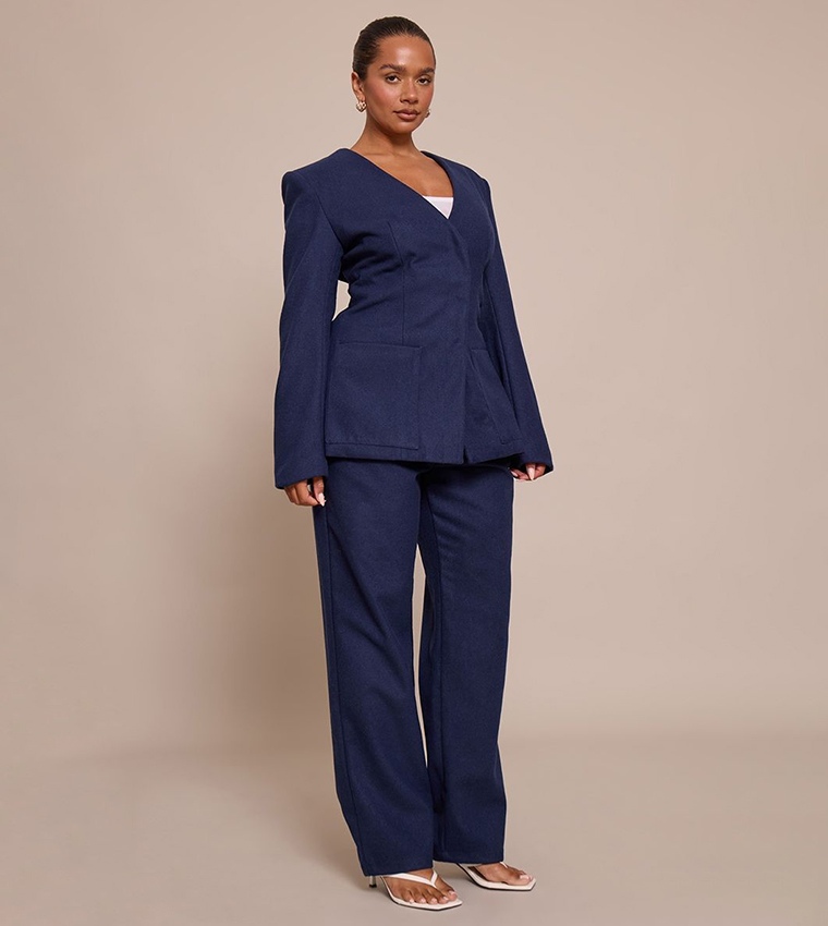 بنطلون واسع شبه صوف 