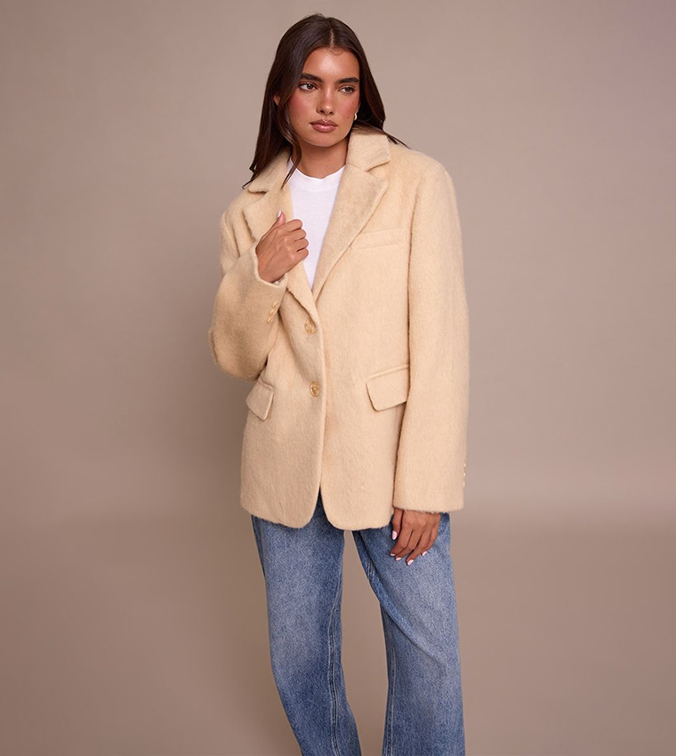 Brushed Wool Look Oversized Blazer