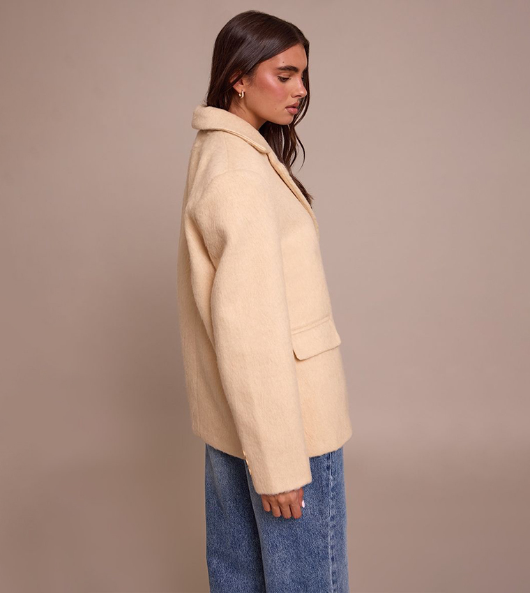 Brushed Wool Look Oversized Blazer