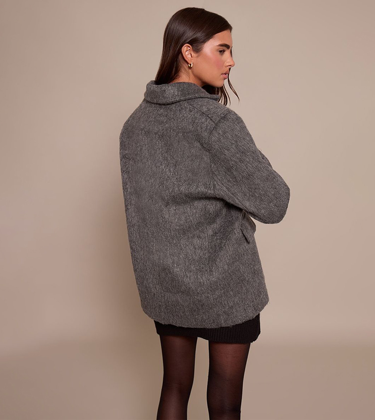 Brushed Wool Look Oversized Blazer