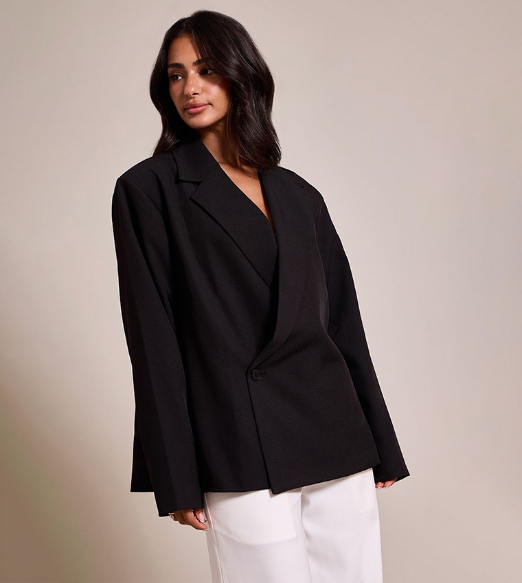Petite Oversized Crossover Blazer