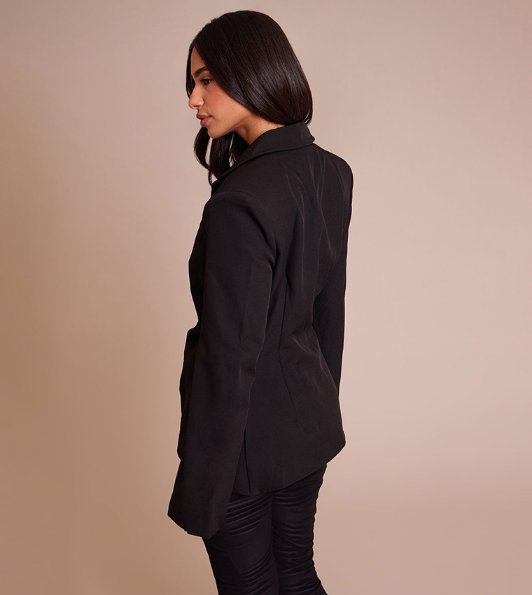 Petite Asymmetric Style Wrap Blazer