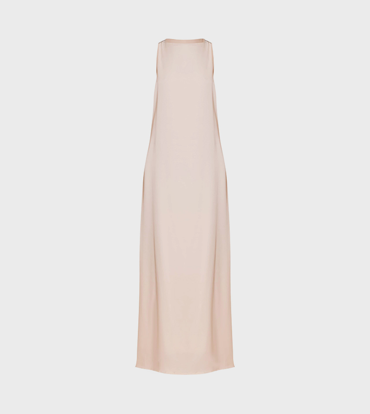 Tall Satin Boat Neck Sleeveless Maxi Dress