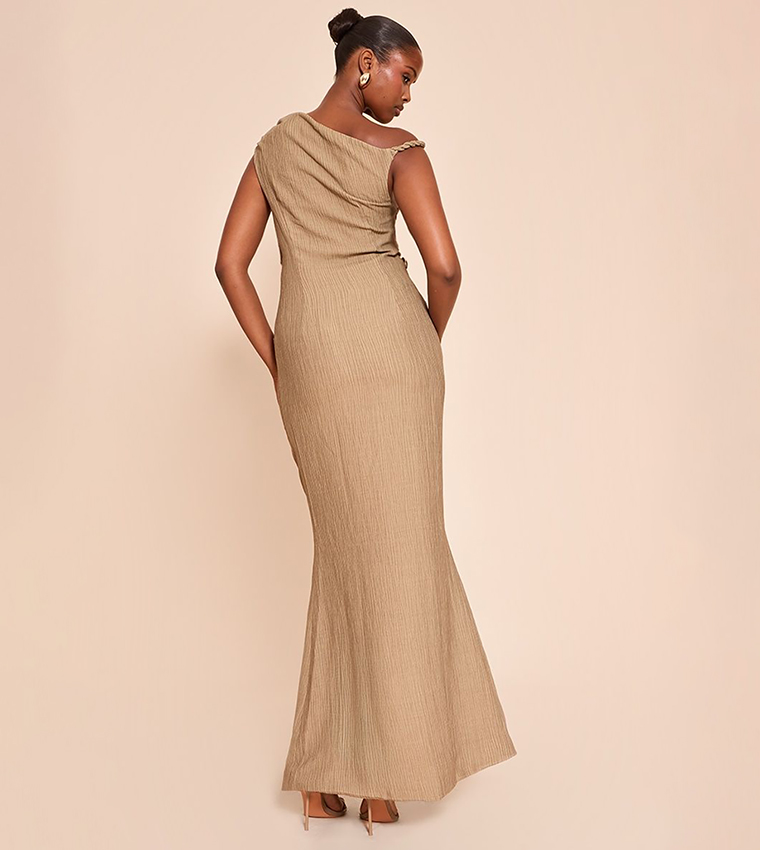 Textured One Shoulder Maxi Dress