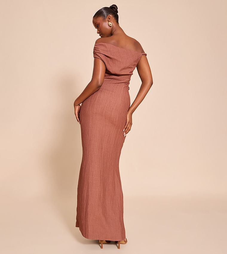 Textured One Shoulder Maxi Dress