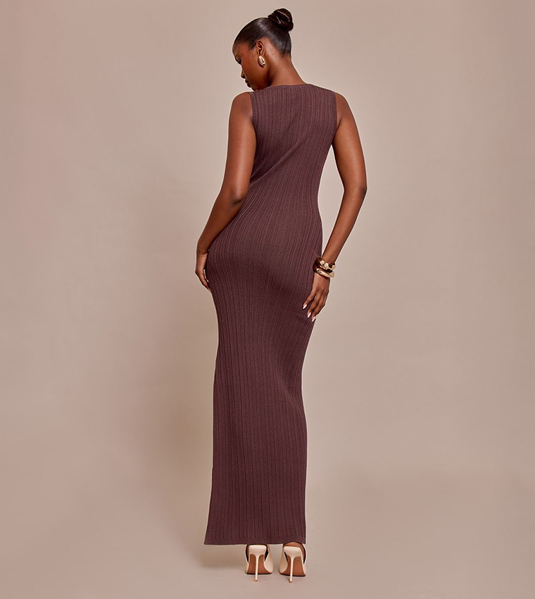 Ribbed Knit Sleeveless Maxi Dress