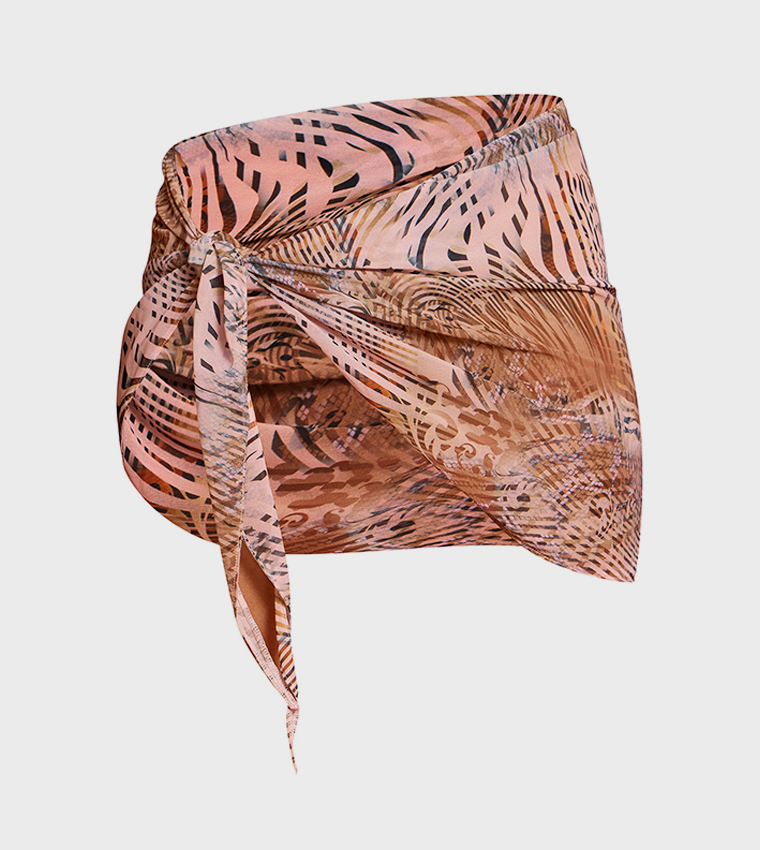 Animal Printed Chiffon Mini Beach Sarong