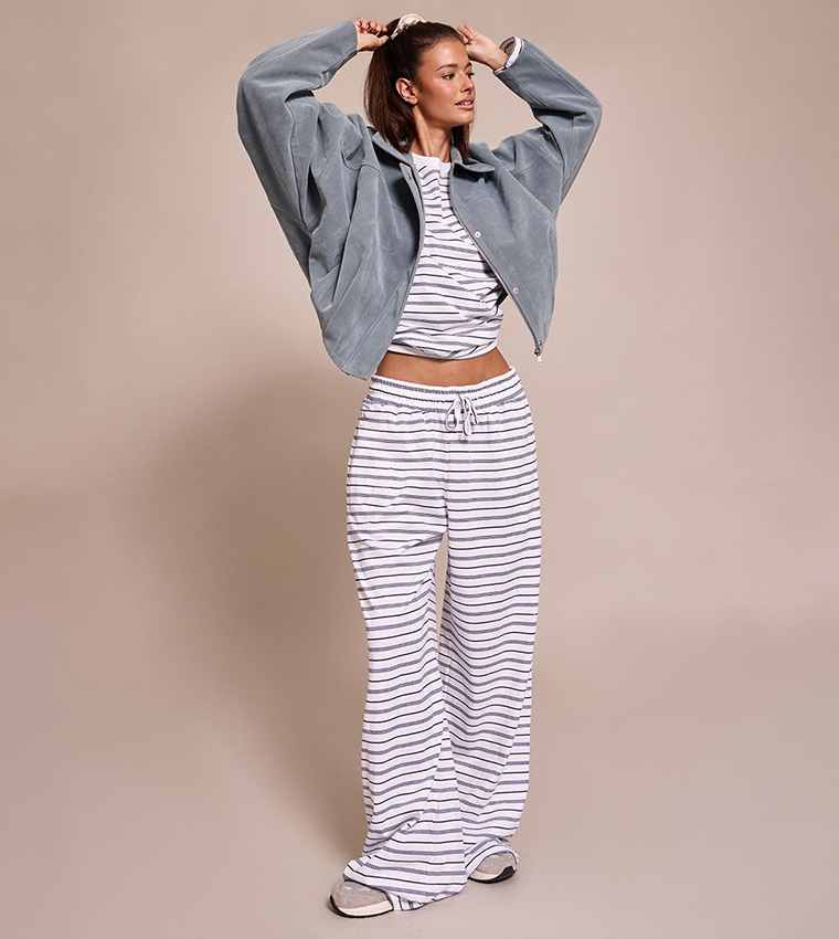 Faux Suede Covered Placket Bomber Jacket