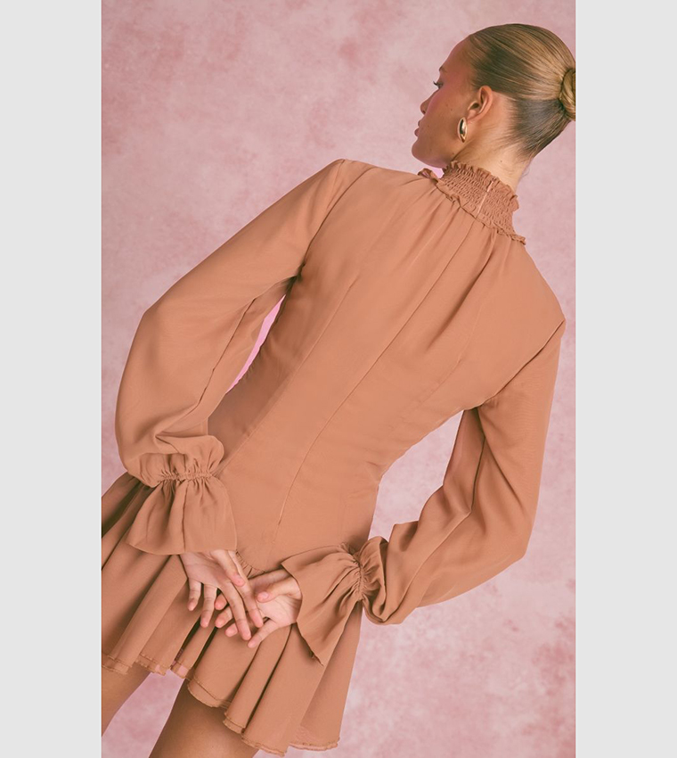 Chiffon Frill Hem Shift Mini Dress