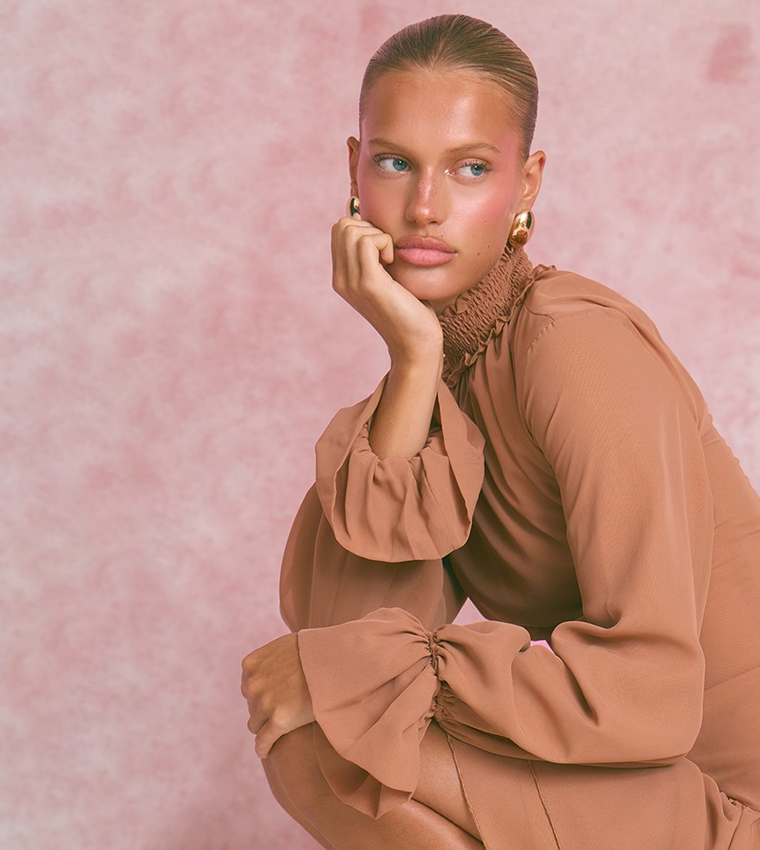 Chiffon Frill Hem Shift Mini Dress